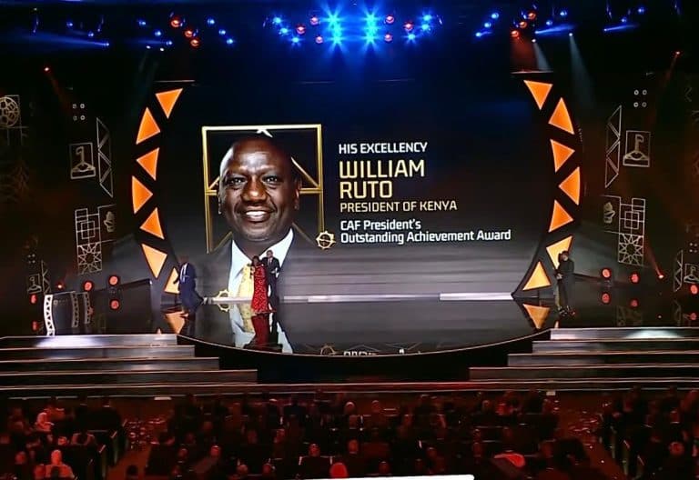 Ruto Receives CAF Award for Championing Kenyan Football