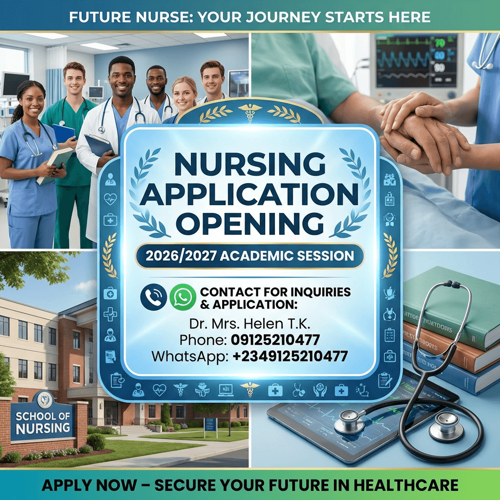 Apply Now:School of Basic Midwifery, Amachara 2026/2027 Nursing Admission Form Is Out,Call:09125210477 (Dr.Mrs. Helen T.K) For enquiry