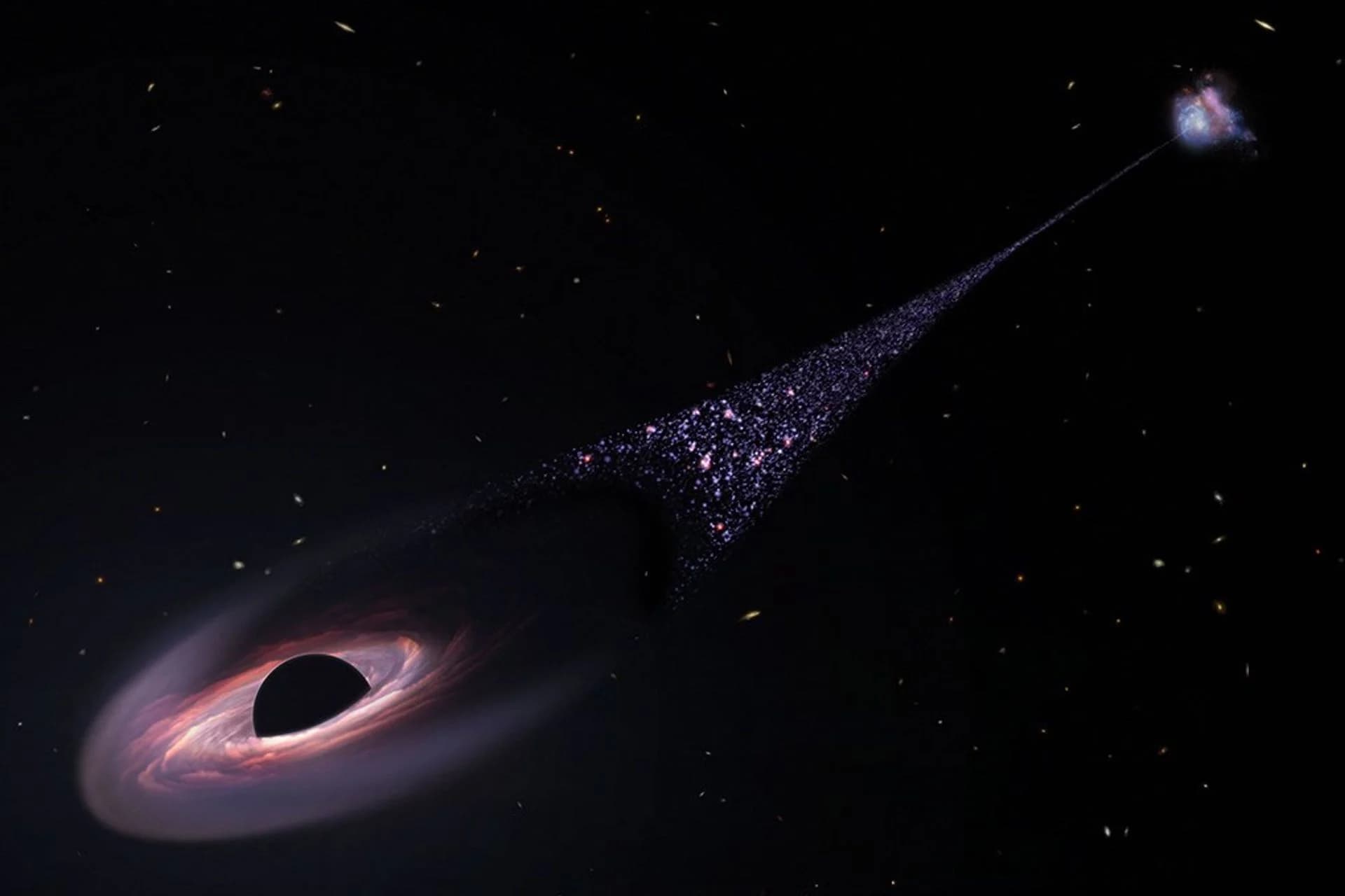Rogue Black Hole Flees Galaxy, Birthing Stars